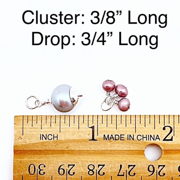 Sterling Changeable Charm Hoop Set With 5 Pairs of Charms, Pearls, Gemstones, - Picture 5 of 6